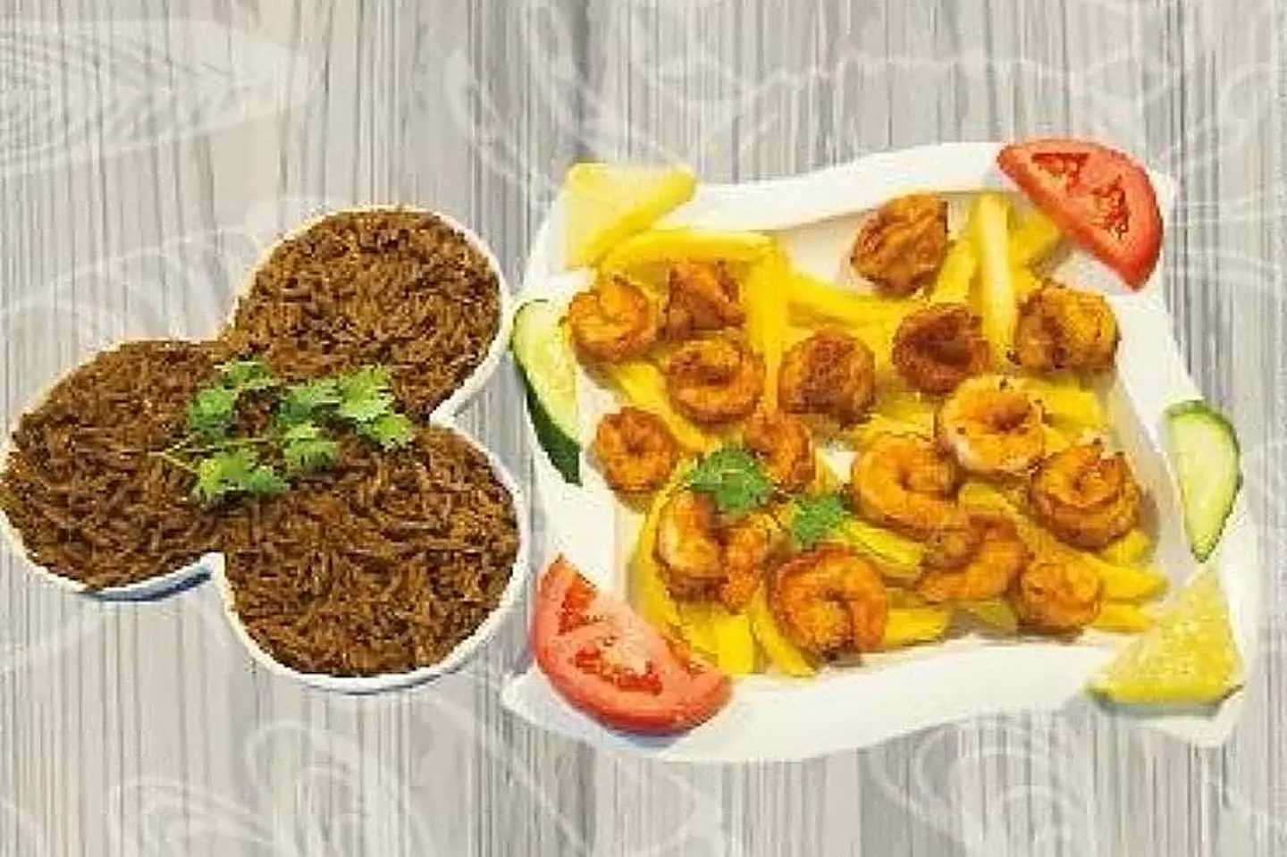 Shrimp Meal With Rice - Grilled