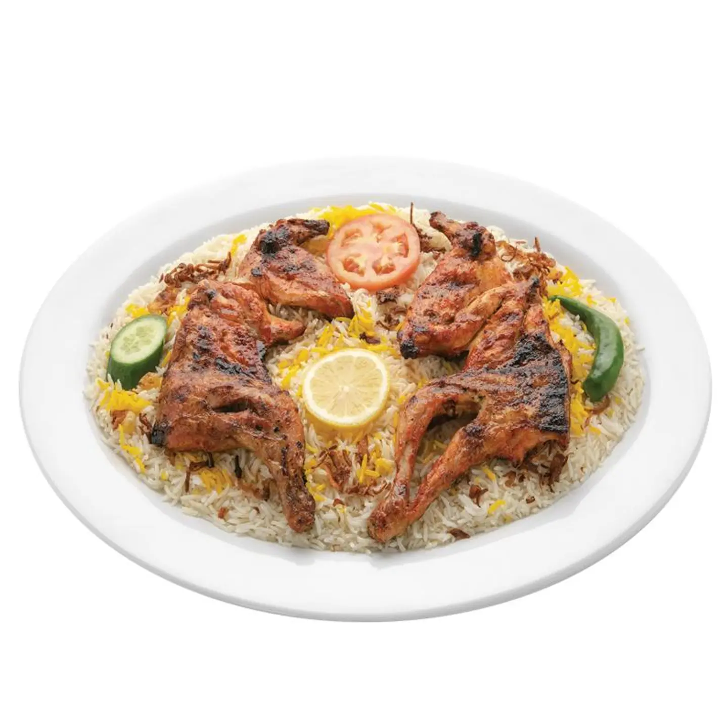 دجاج على الفحم  - نصف دجاجة مع أرز شعبي