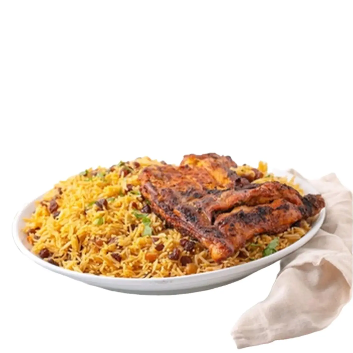 دجاج على الفحم مع رز - نصف حبة