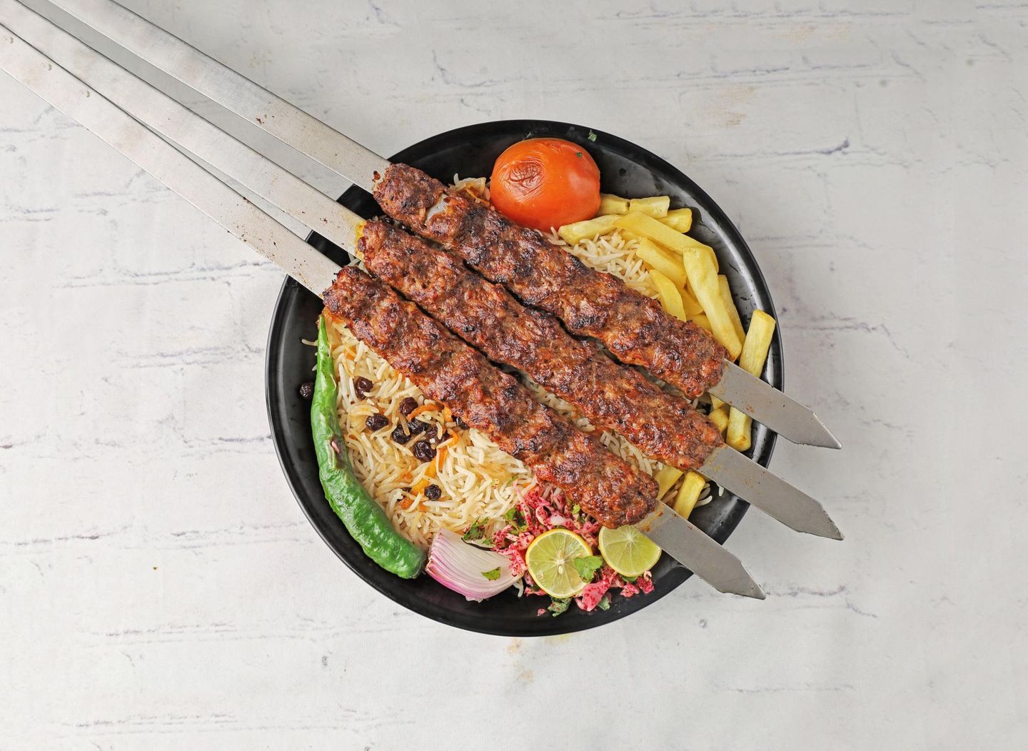 Meat Kebab With Rice - For One Person