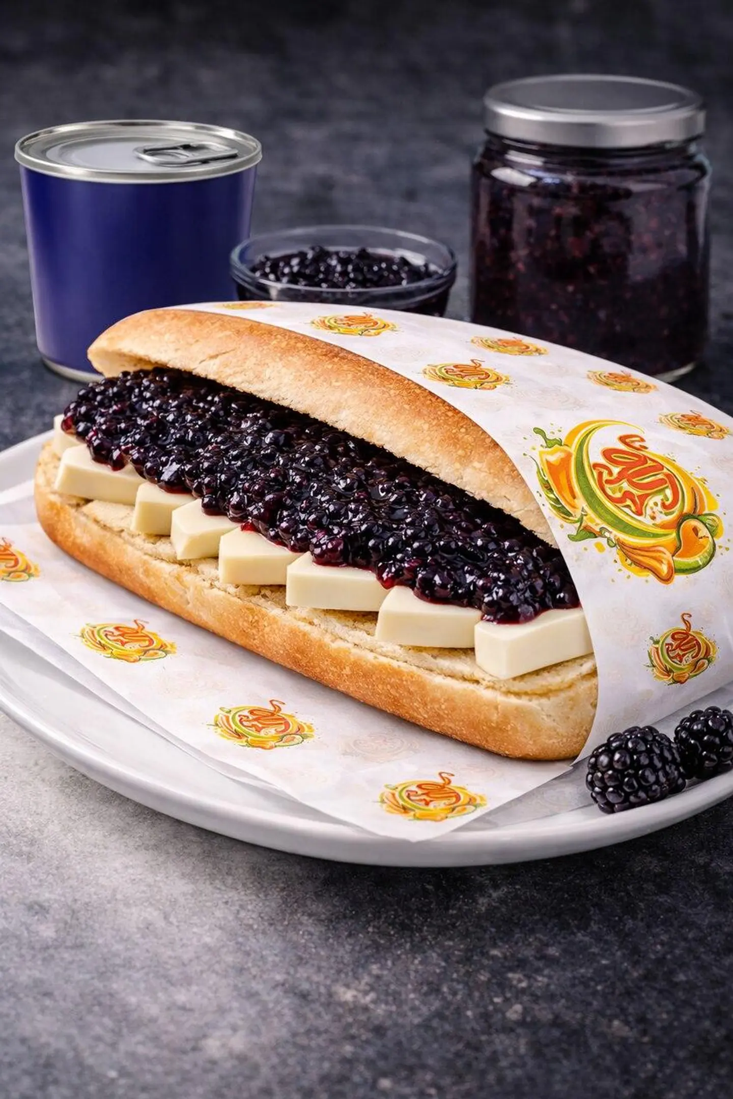 Cheese And Jam Sandwich - ½ Sandwich