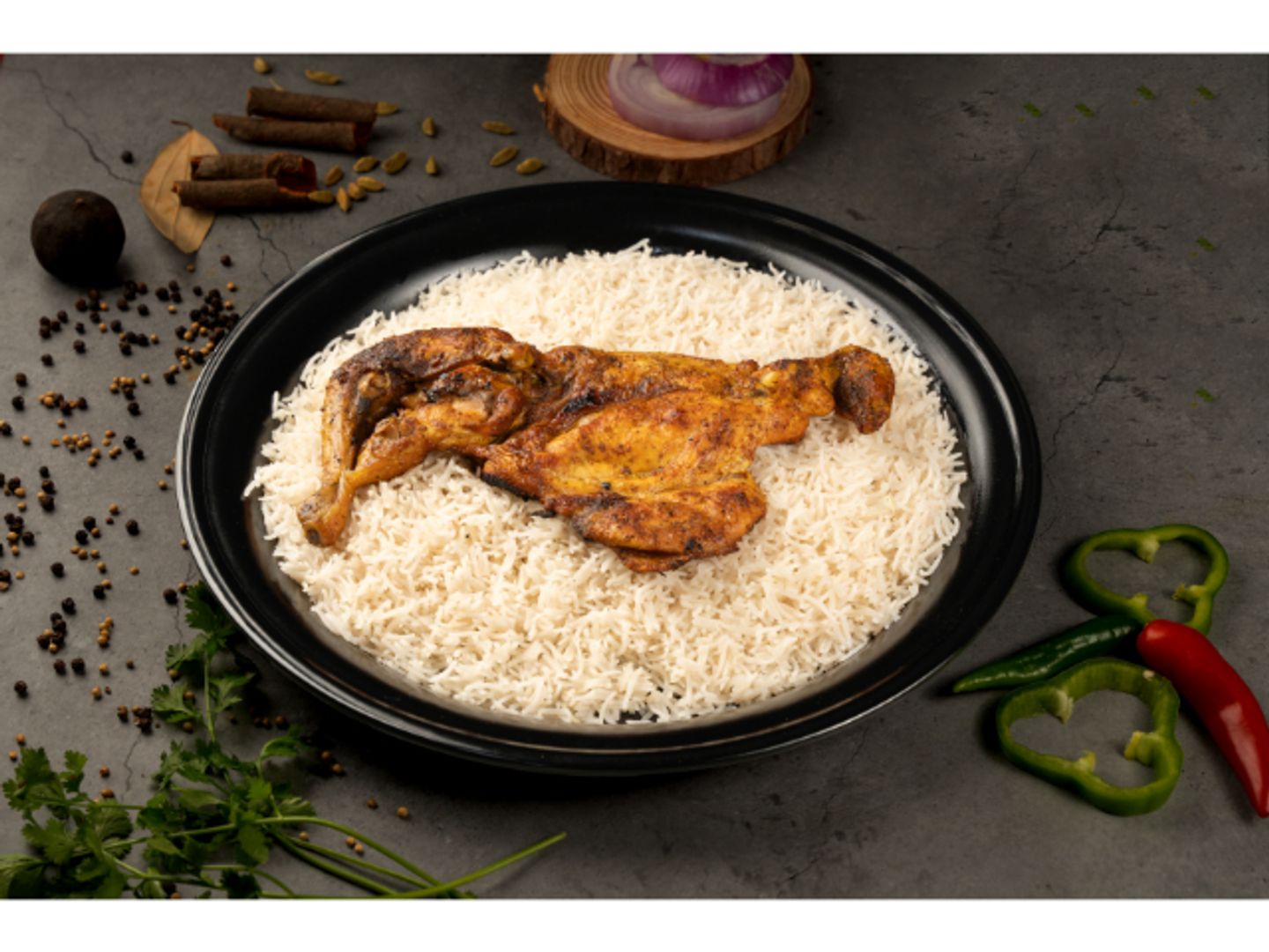 دجاج مظبي سادة - نص حبة دجاج مضبي بدون رز