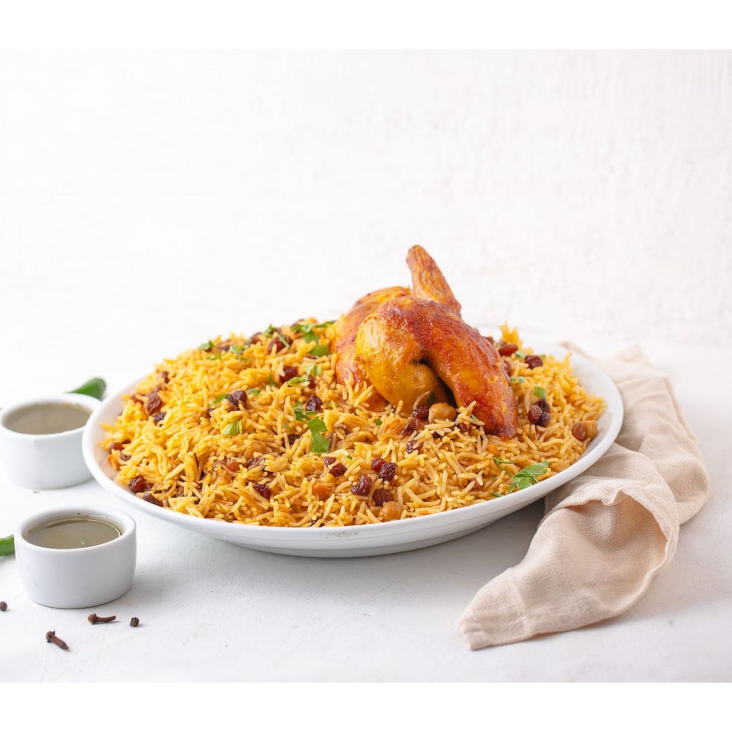 دجاج شواية مع أرز مندي - ربع دجاجة