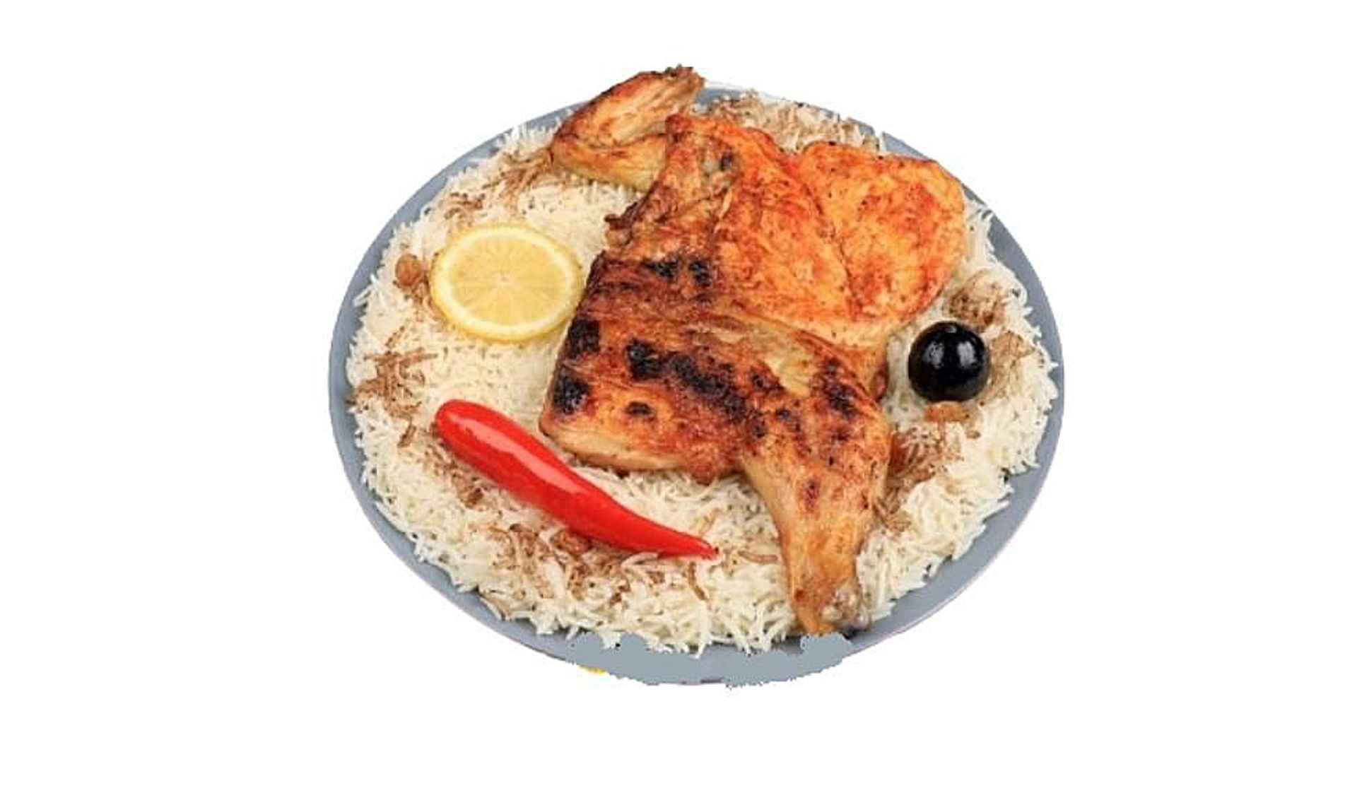 دجاج على الفحم مع الأرز - نصف حبة