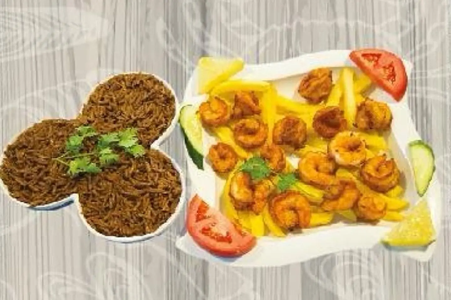 Shrimp Meal With Rice - Grilled