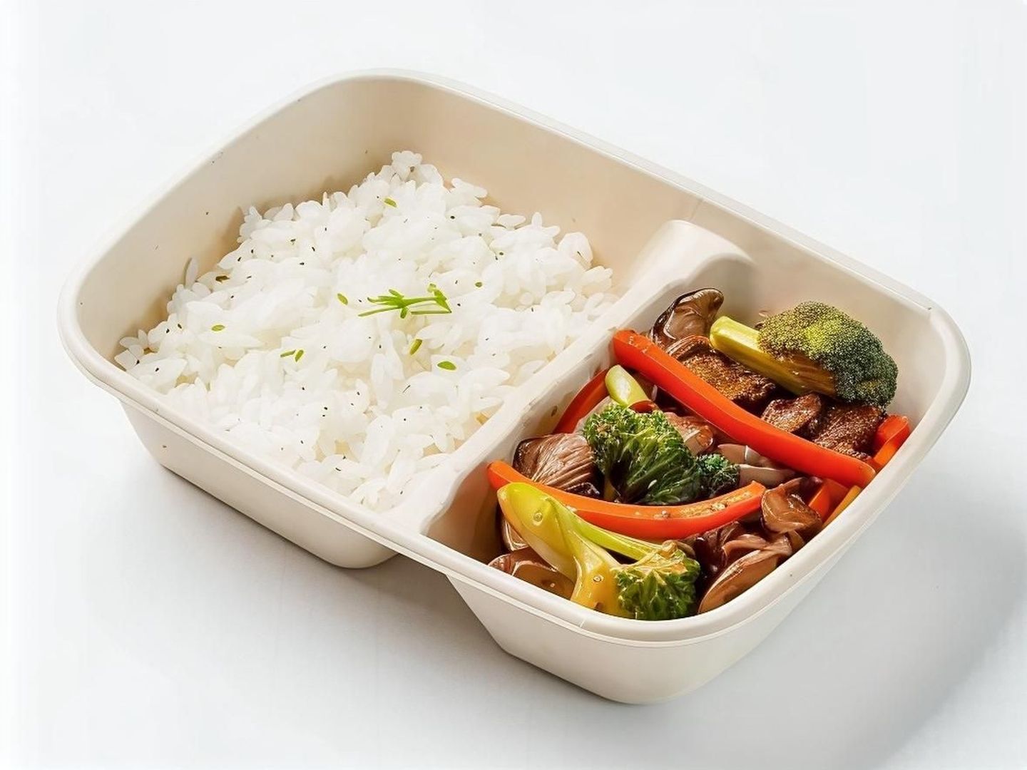 Beef Broccoli With Red Pepper 150 G - White Rice 150 Grams