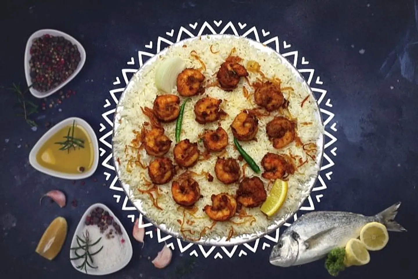 وجبة روبيان مقلي - رز صيادية