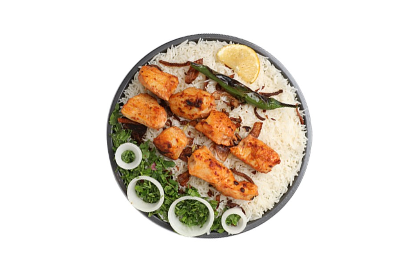 اوصال دجاج شيش طاووق مع الارز - 500 جرام