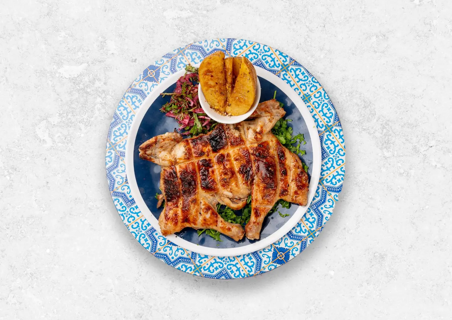 دجاج على الفحم سادة - نص حبة دجاج