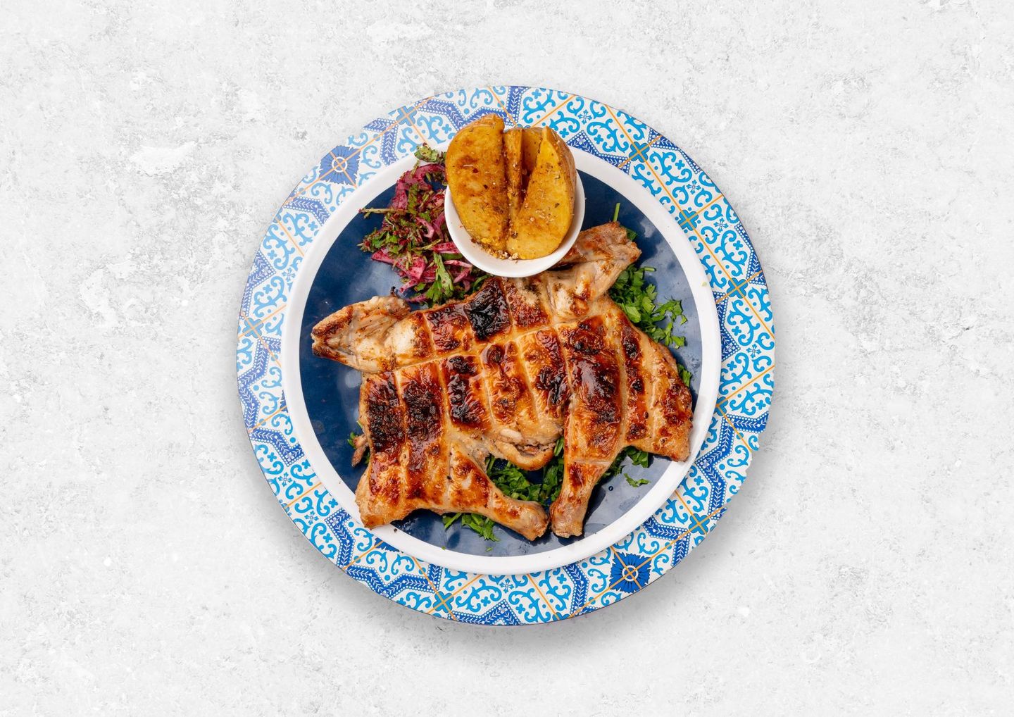 دجاج على الفحم سادة - نص حبة دجاج