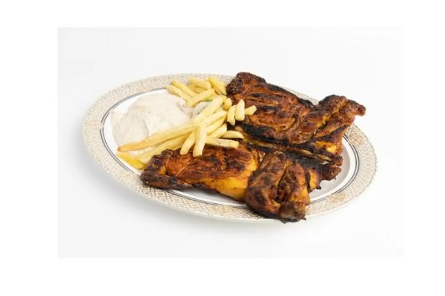 Charcoal Grilled Chicken - A Whole Charcoal Grilled Chicken With Rice