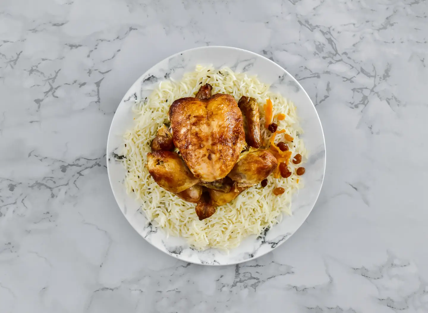 دجاج شواية مع أرز شعبي - نص حبة دجاج