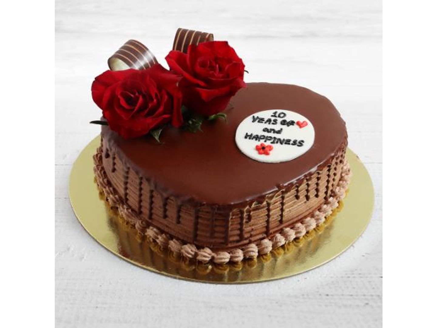 Chocolate Heart Cake With Flower - Small