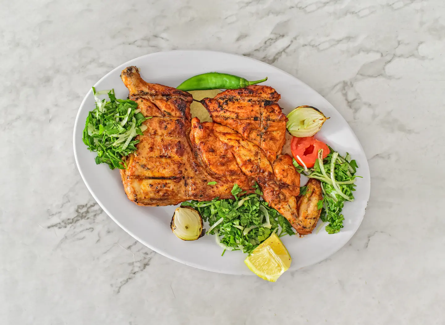 دجاج على الفحم - نص حبة دجاج