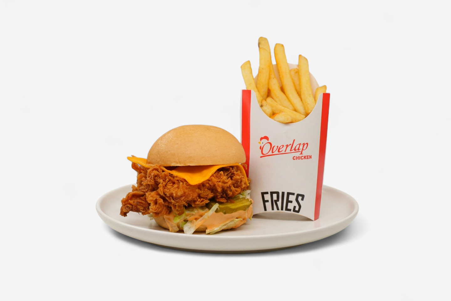 Spicy Buckles Burger With Fries - Burger