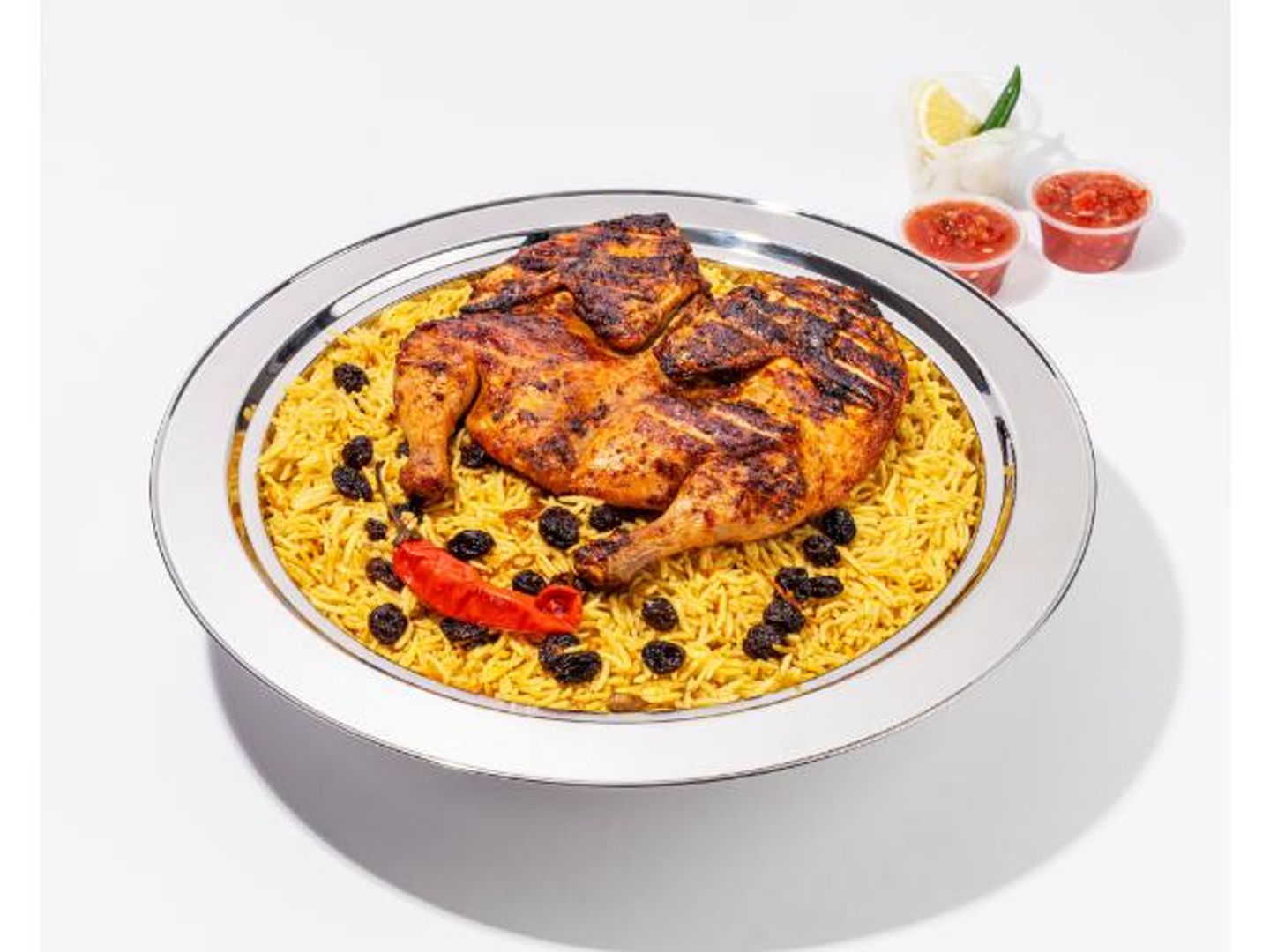 دجاج مشوي مع الأرز - نص حبة دجاج