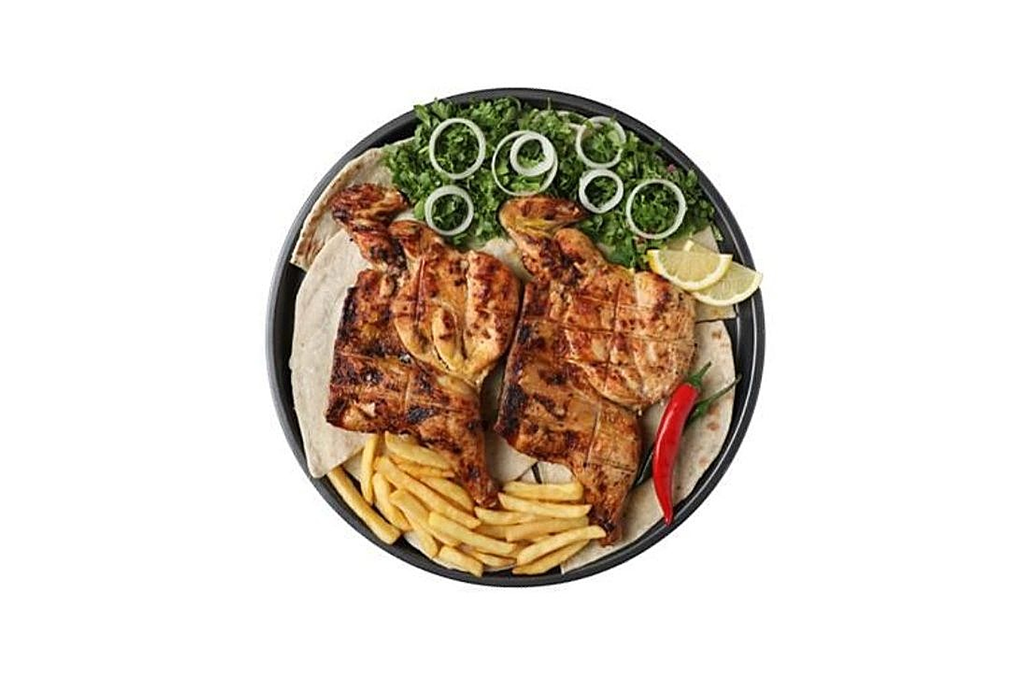 دجاج على الفحم سادة - نص حبة دجاج