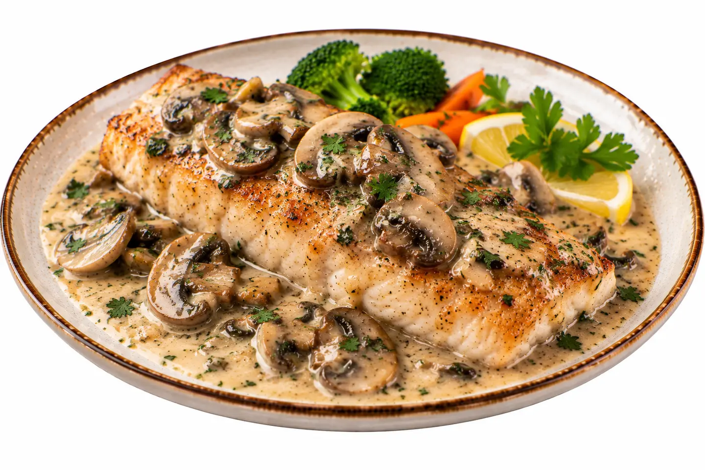 Grouper With Mushroom Sauce - 120 Grams