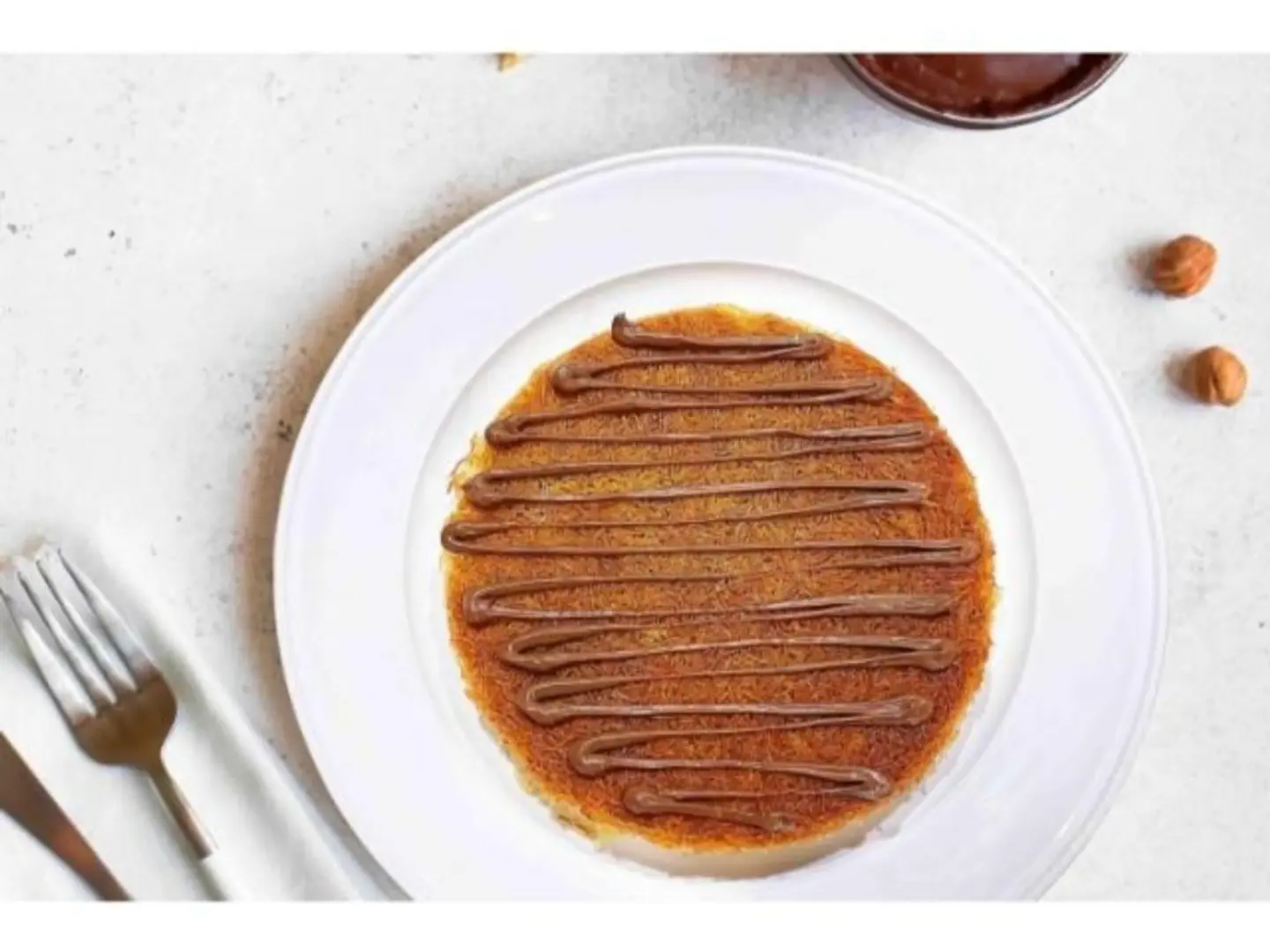 Round Kunafah With Cream And Nutella - Small