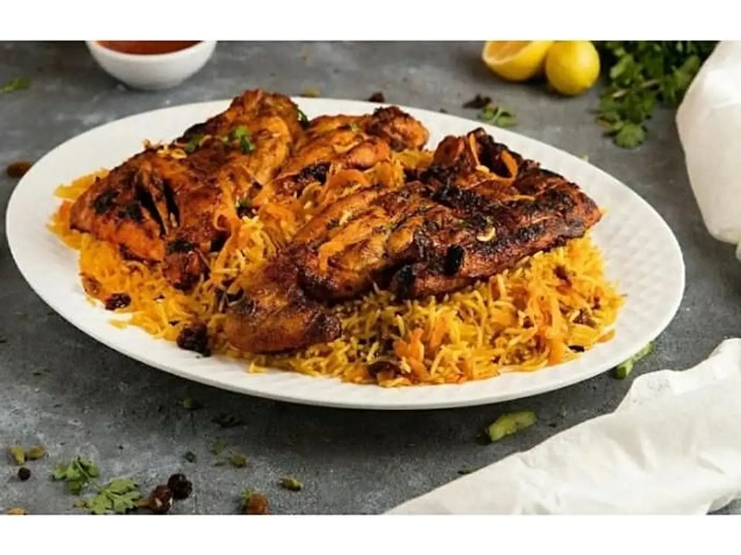 Grilled Chicken Over Charcoal With Rice. - Charcoal Grilled Chicken With Rice (Quarter Chicken)