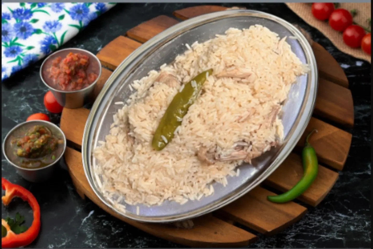 مضغوط زمان دجاج نصف حبة - رز ابيض