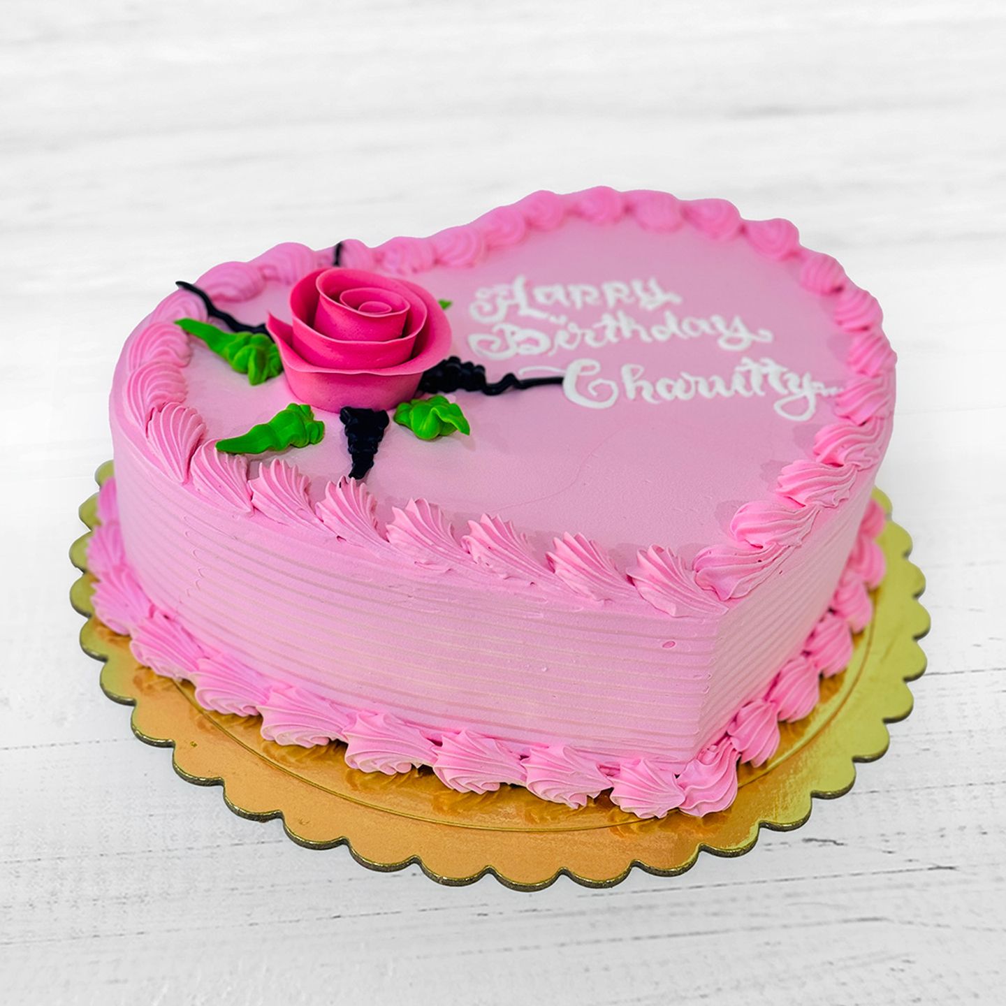 Strawberry Hearts Shaped Cream Cake - Small