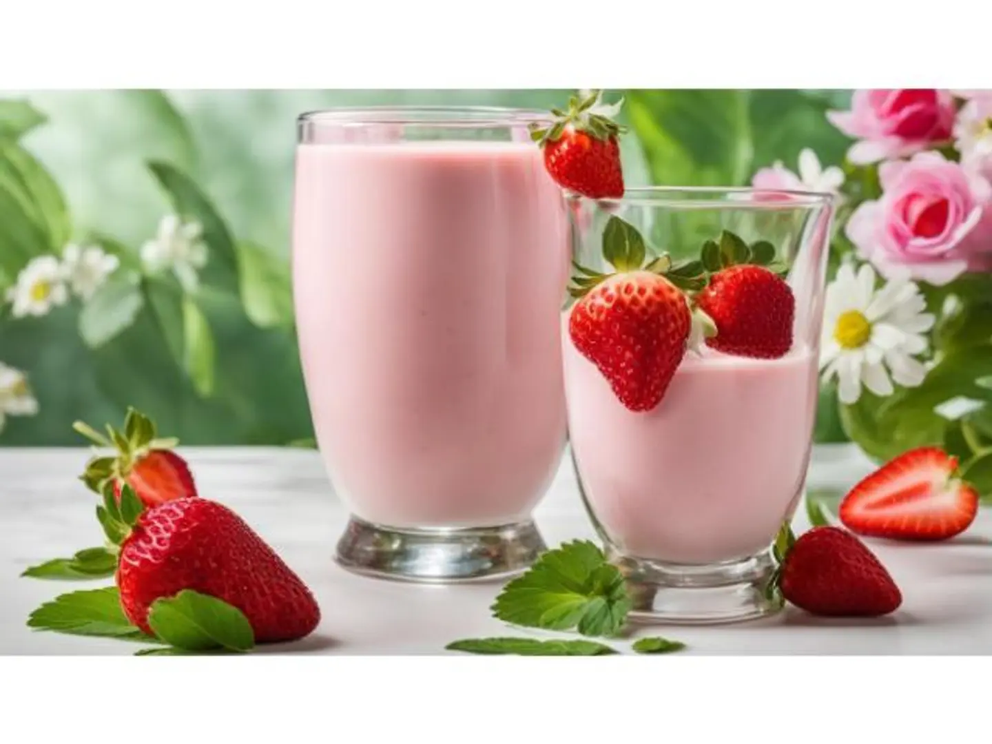 Strawberries With Milk And Ice Cream - Small