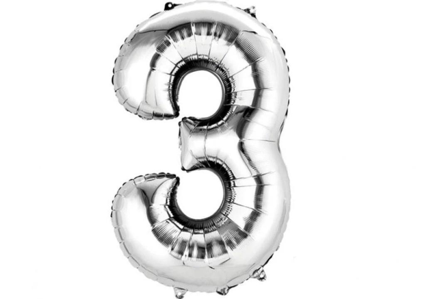 بالون بالرقم 3 - فضي