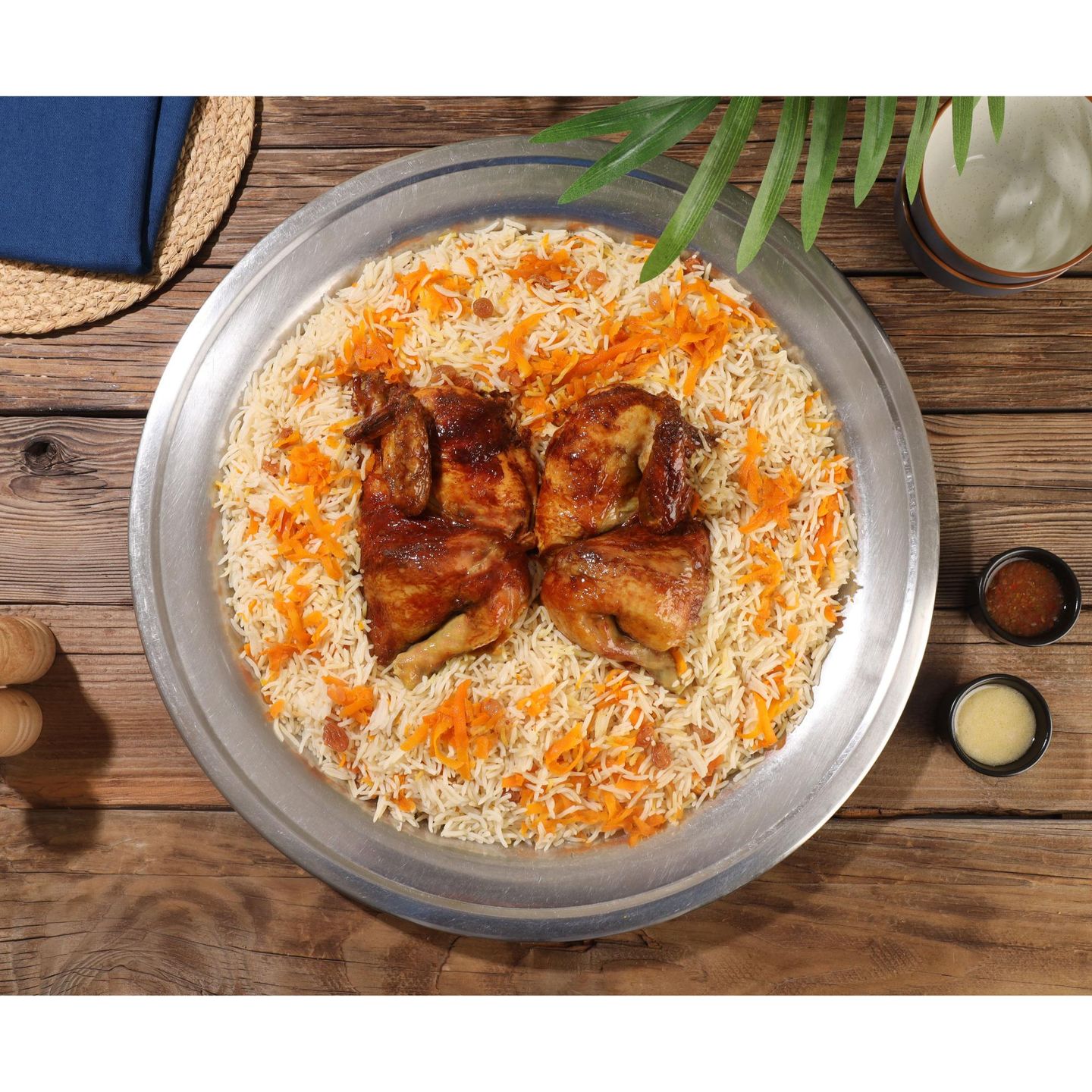 دجاج شواية مع رز ابيض - ربع دجاجة