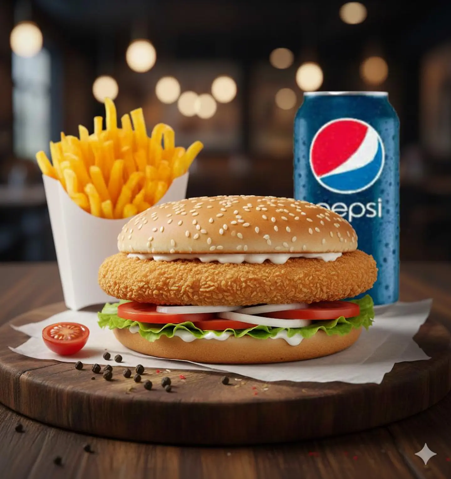 Chicken Hamburger Meal / Chicken Saj ​​Meal - Khubz Eadi