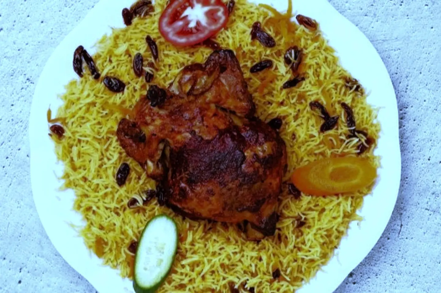دجاج طازج شواية مع الارز - ربع دجاجة