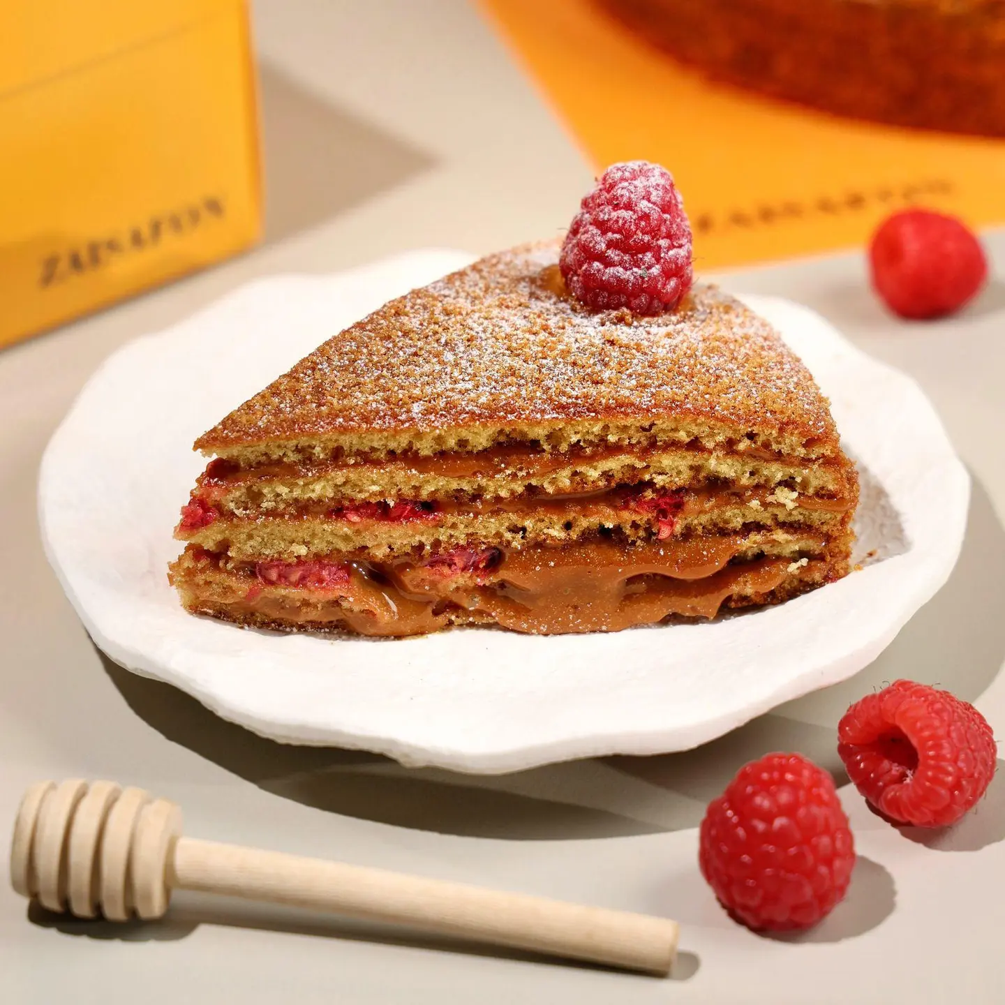 Honey Cake With Strawberry - Piece