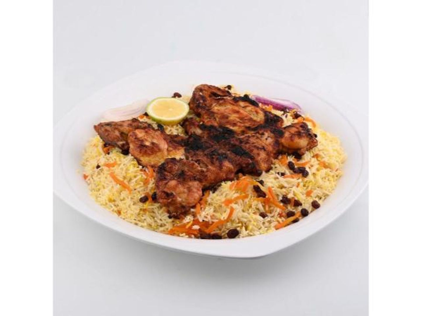 Grilled Chicken Over Charcoal With Rice - Half