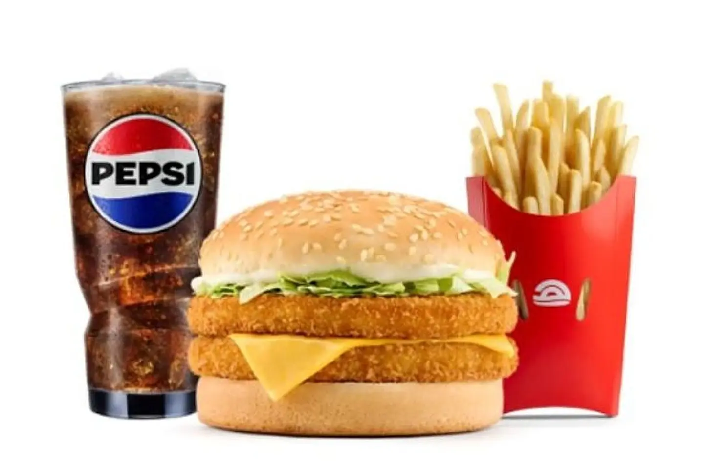 Fried Americana Double Chicken Burger Meal - With Cheese