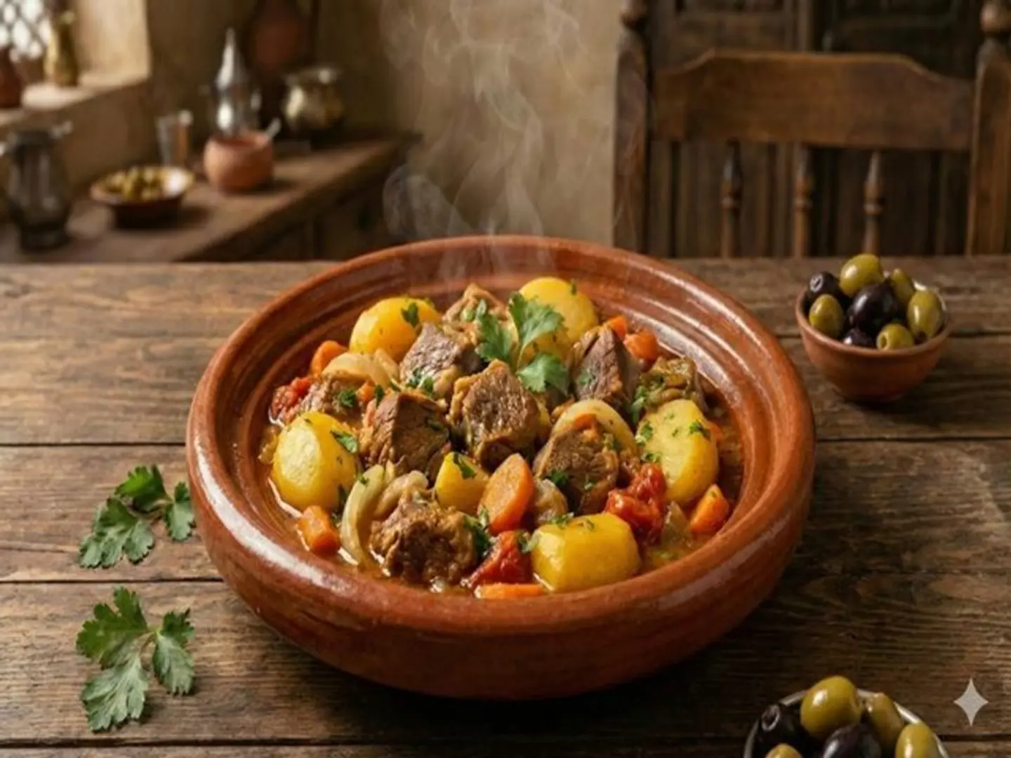 طاجن بطاطس باللحمة - مع رز