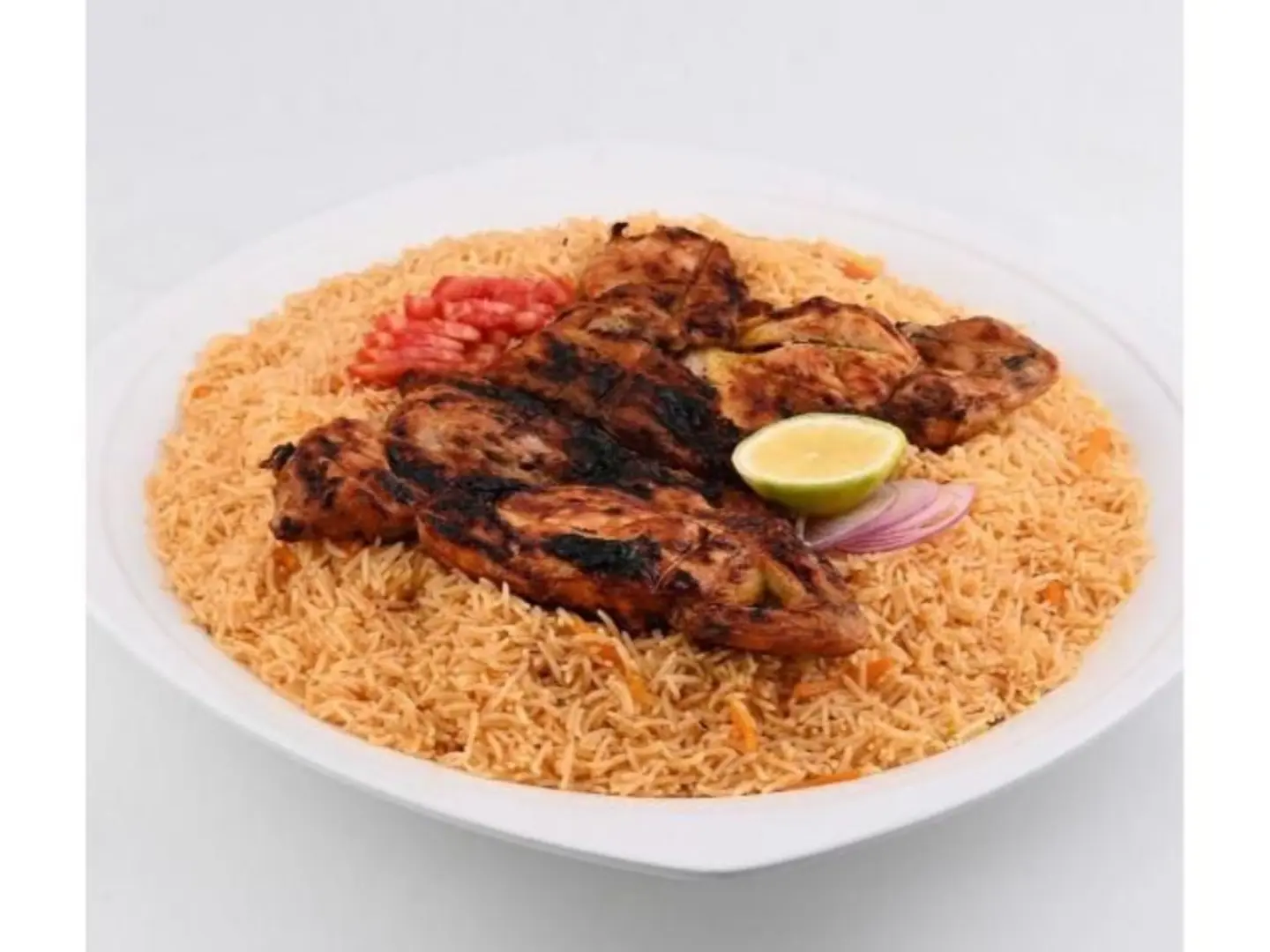 فحم مع رز برياني - نص حبة دجاج