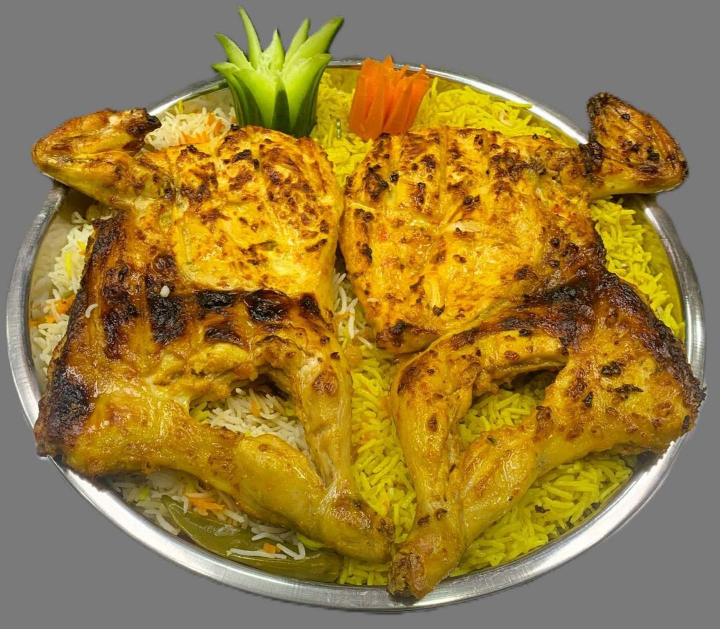 دجاج على الفحم مع أرز - ربع دجاجة
