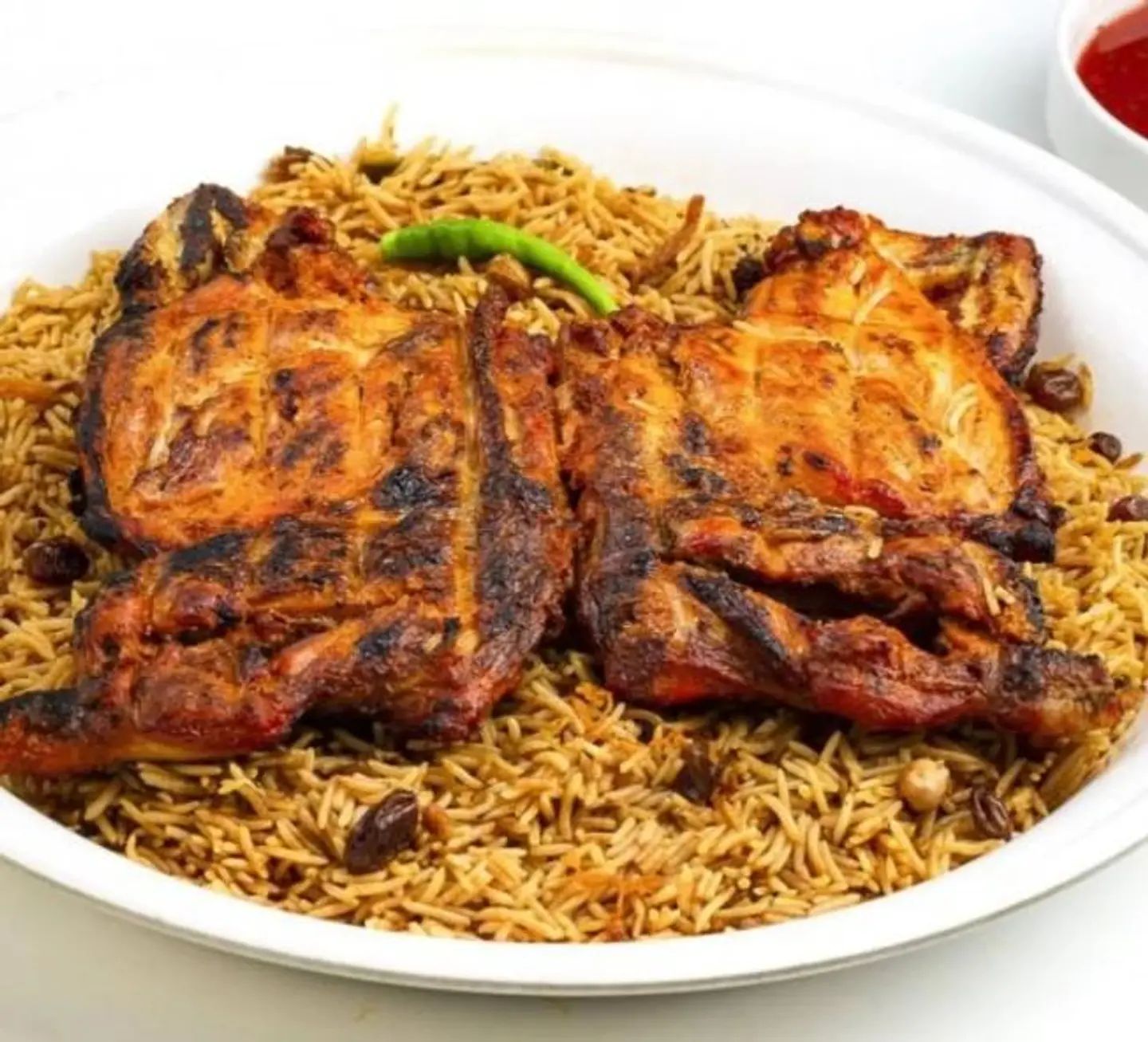 Charcoal Grilled Chicken Meal With Seasoned Rice - Half A Chicken