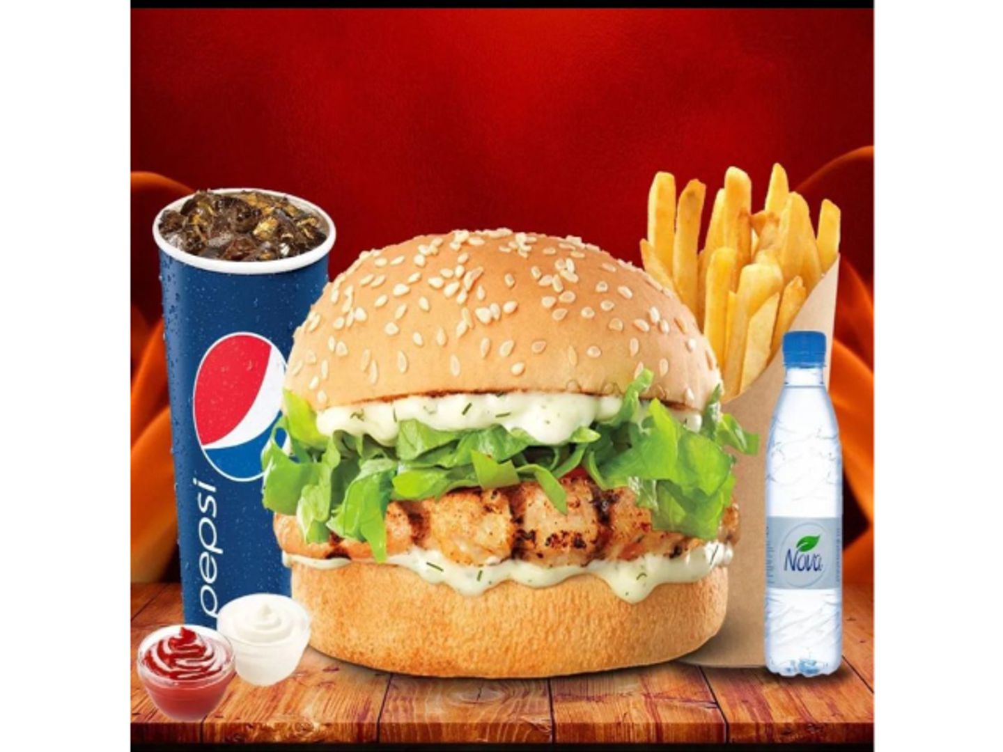 وجبة برجر دجاج - خبز ابيض