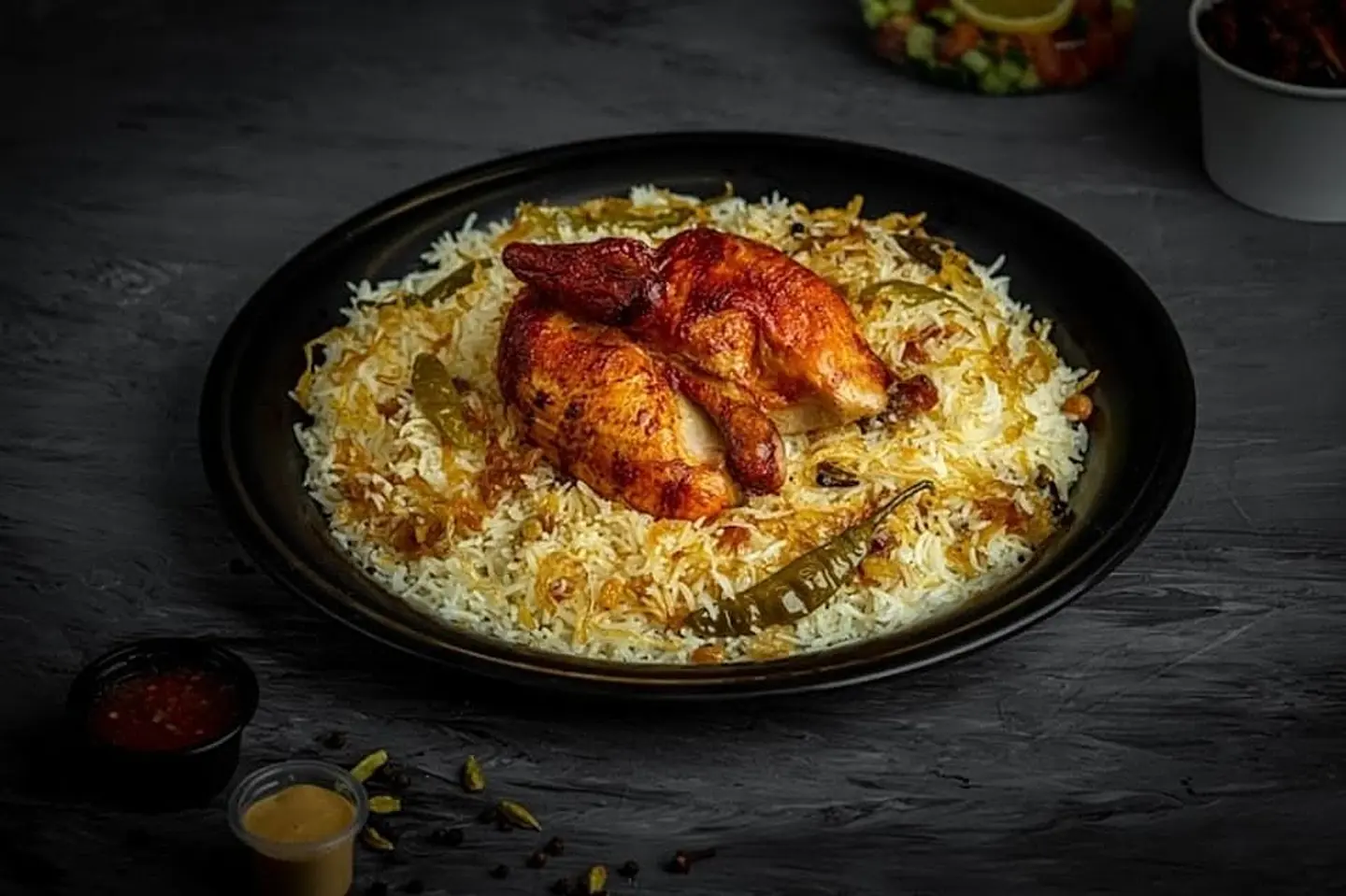 دجاج شواية مع أرز بشاور - نص حبة دجاج