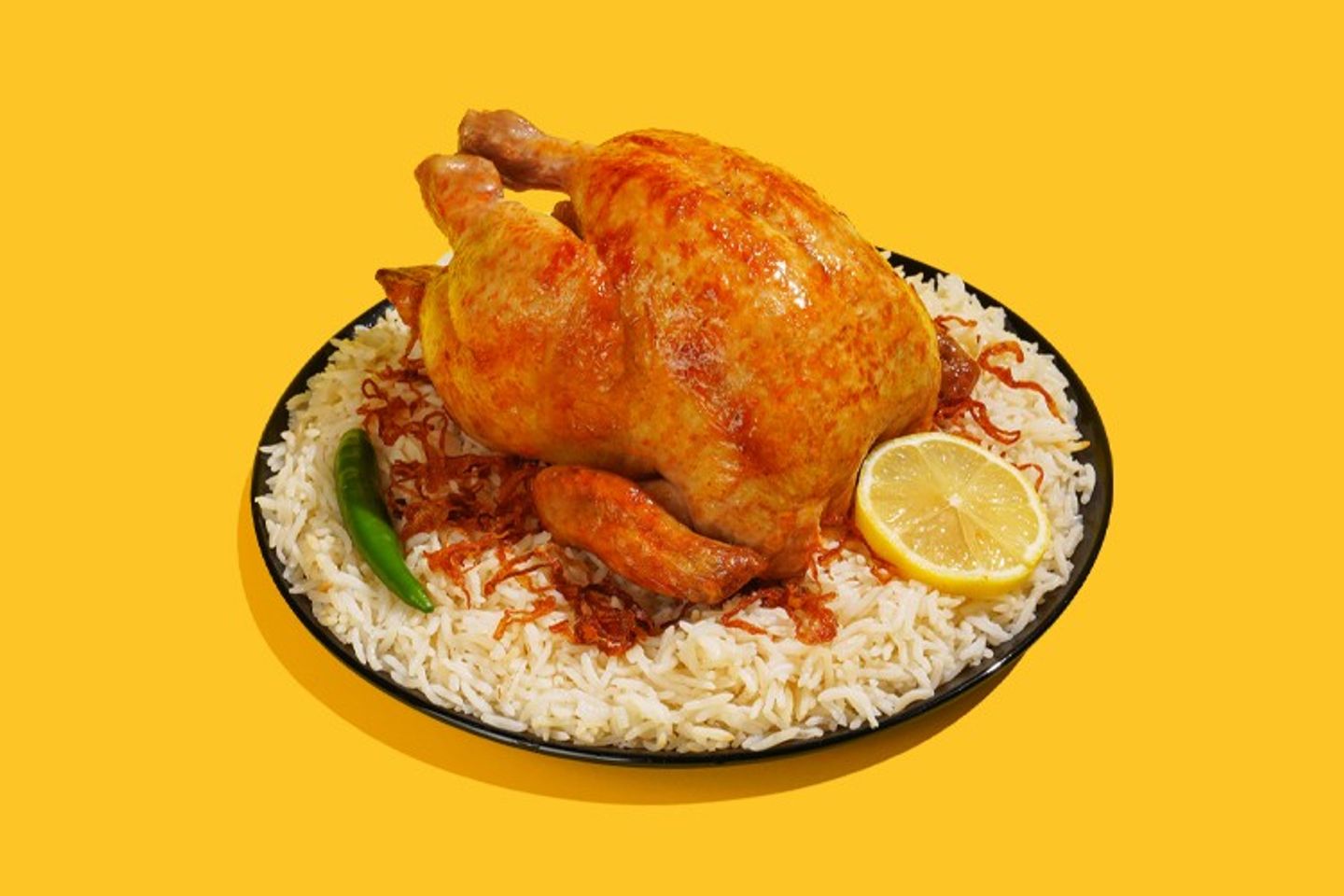 دجاج شواية مع الأرز - ربع دجاجة