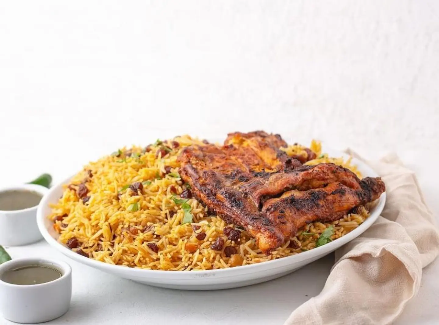 دجاج فحم مع الرز - نص حبة دجاج