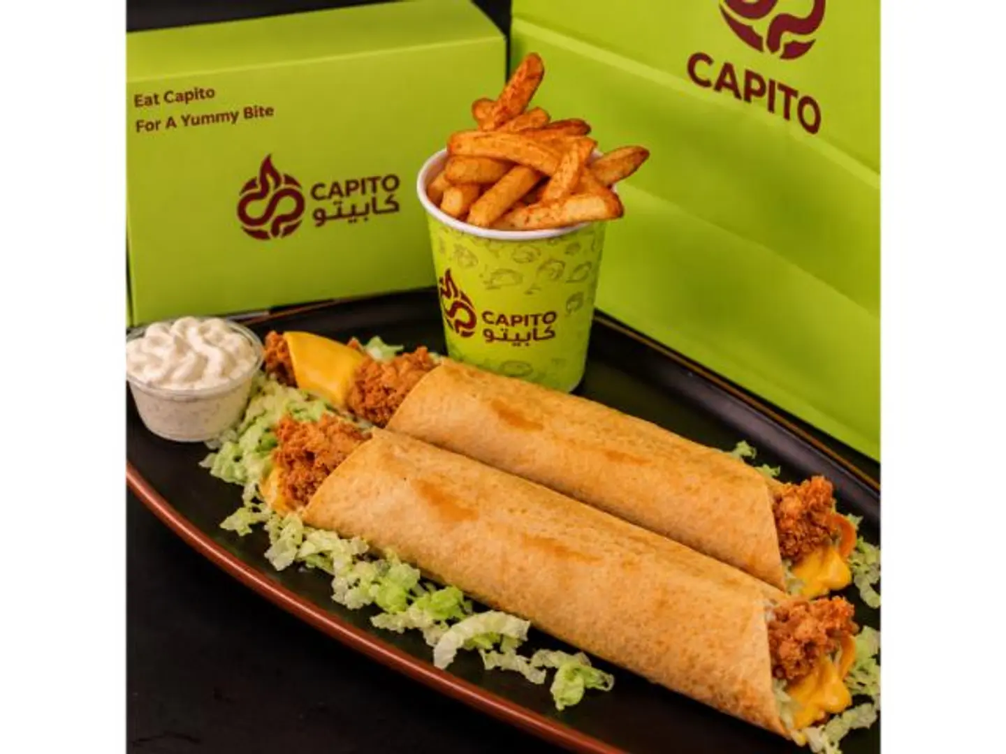 Spicy Tortilla Meal With Fries And Sauce - 2 Tortillas