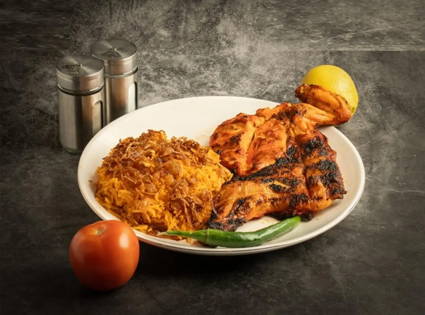 Charcoal Grilled Chicken With Rice - Quarter