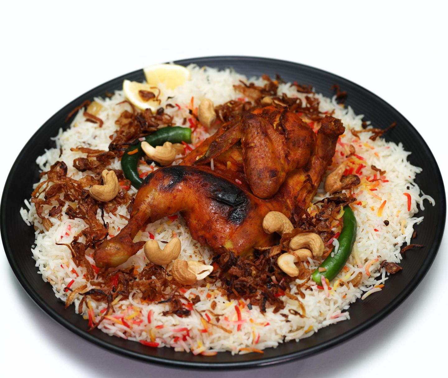 دجاج على الفحم مع الرز - نص حبة دجاج