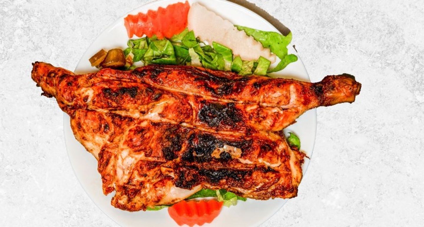 دجاج على الفحم سادة - نص حبة دجاج