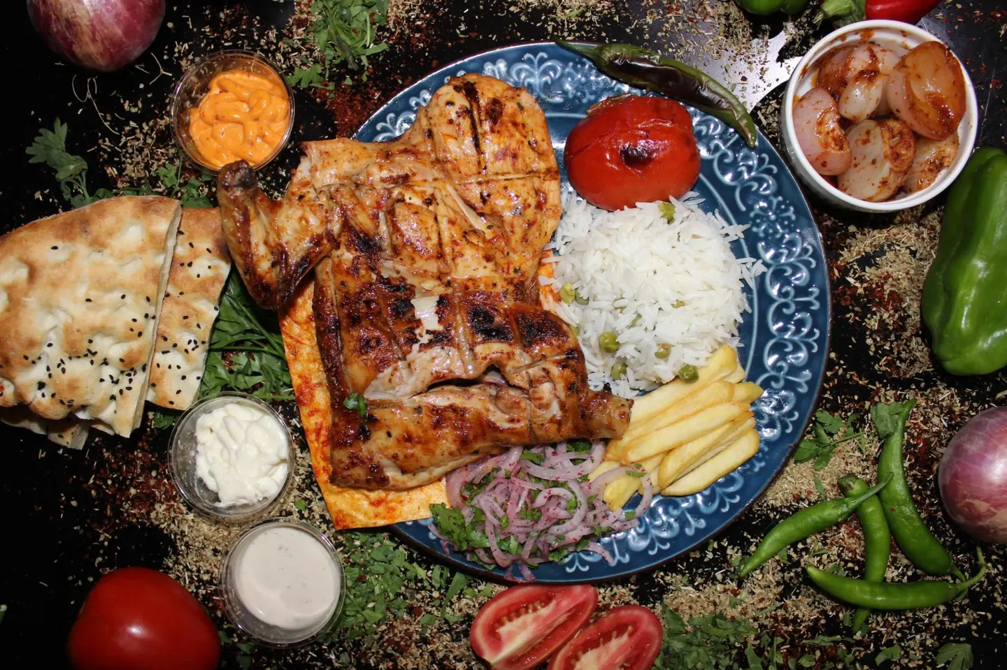 Whole Grilled Chicken Charcoal - Half