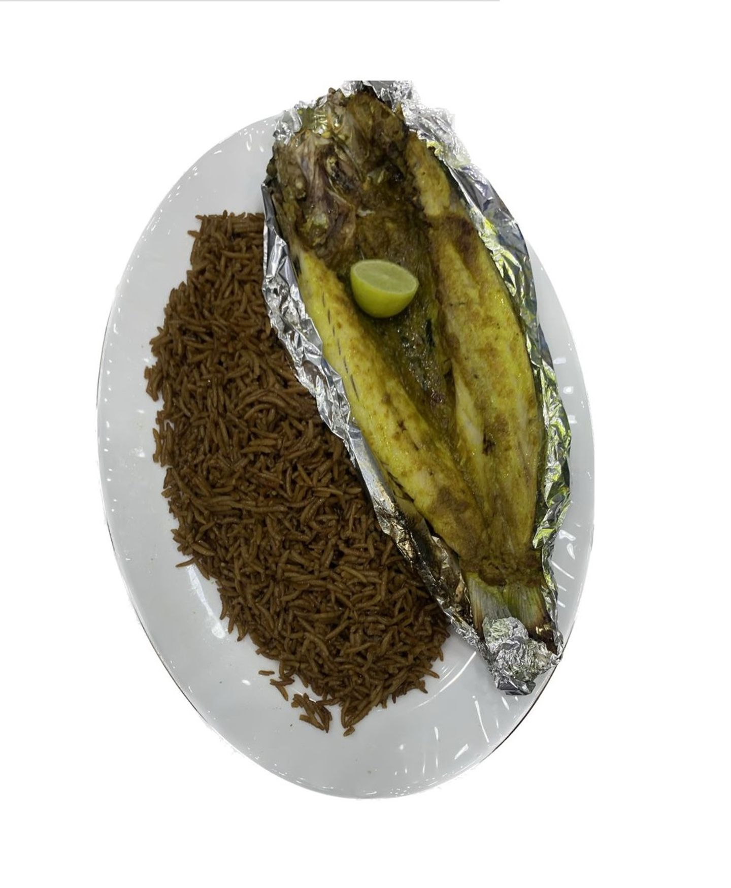 وجبة سمك مشوي مع الارز - رز ابيض