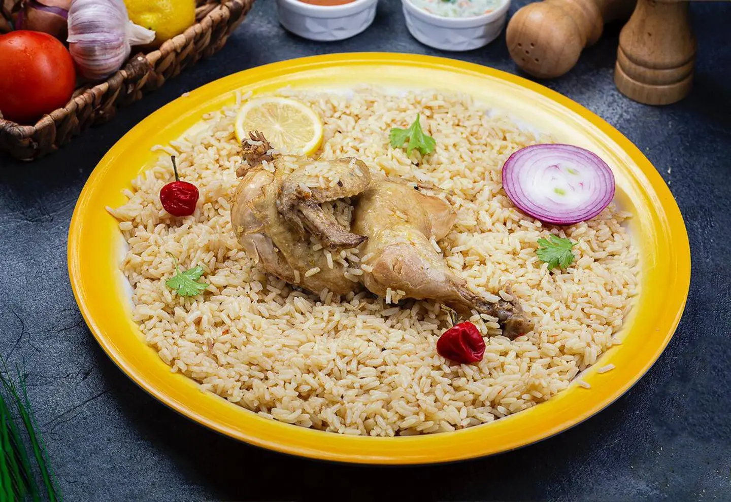 دجاج مسلوق مع الرز - ربع دجاجة