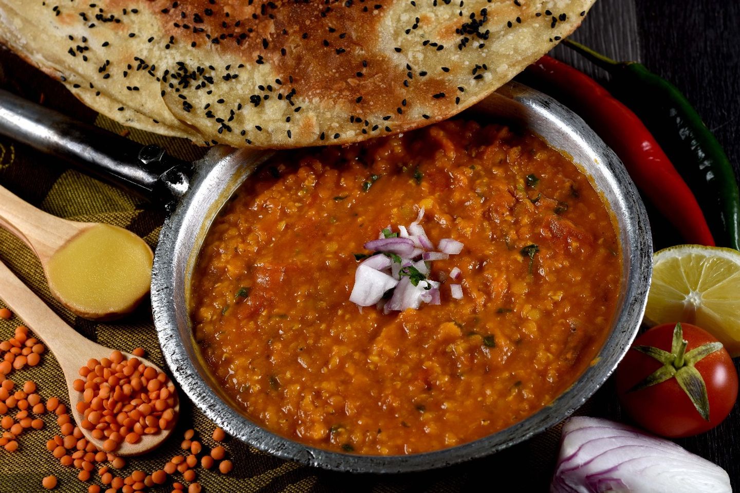 عدس طاوة - بالزيت